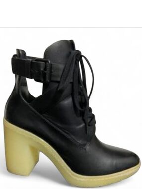 Alexander Wang Laced Up Leather Buckle Boot In Black Size 8.5